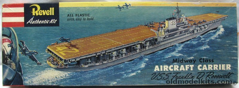 Revell 1/547 Midway Class Carrier USS Franklin D. Roosevelt - Pre 'S' First issue with Early Instructions, H307-249 plastic model kit